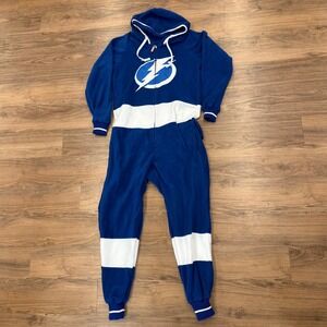 Tampa Bay Lightning Hockey Sockey Fleece Blue White Hooded Union One Piece
